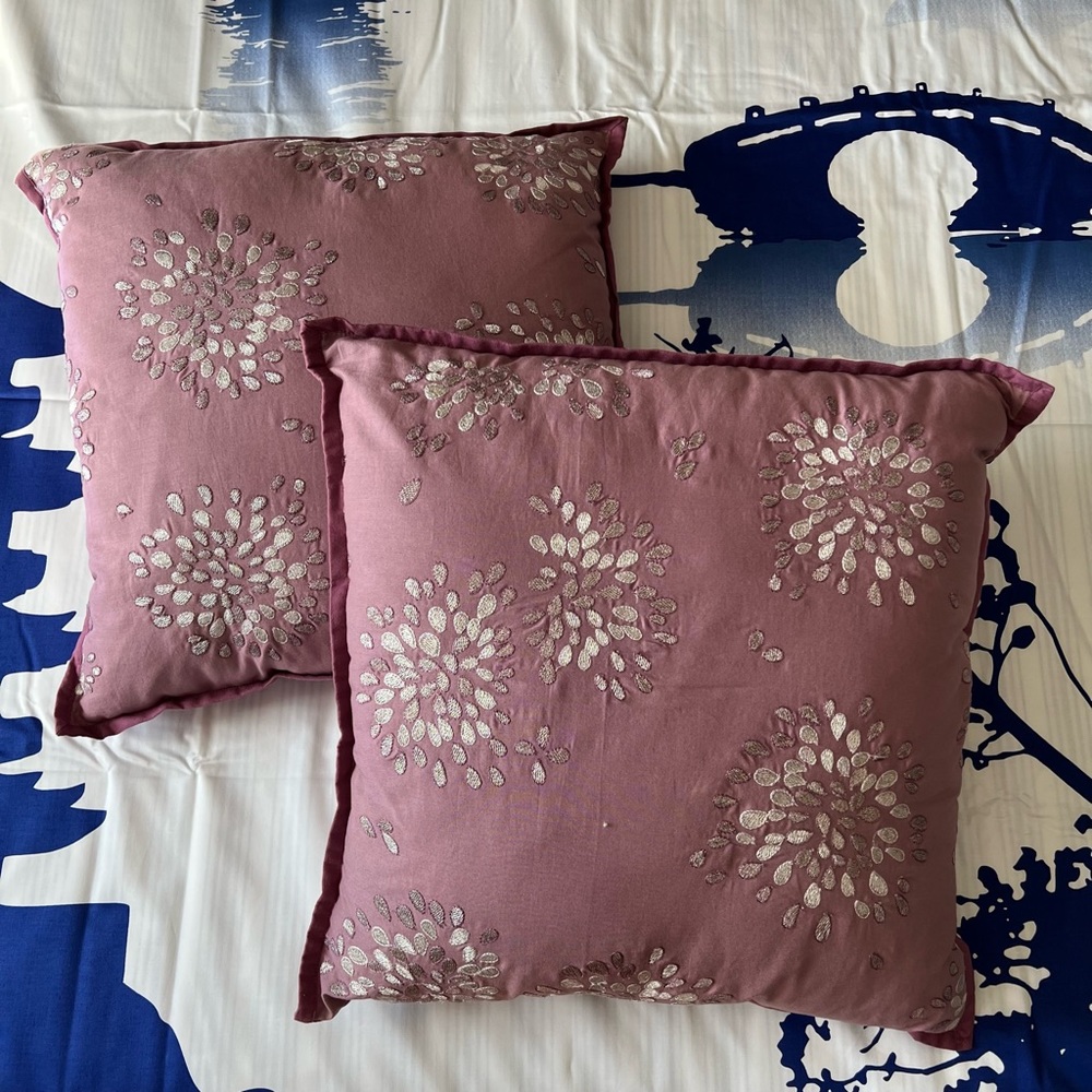 Magenta Decor Pillows with Embroidery